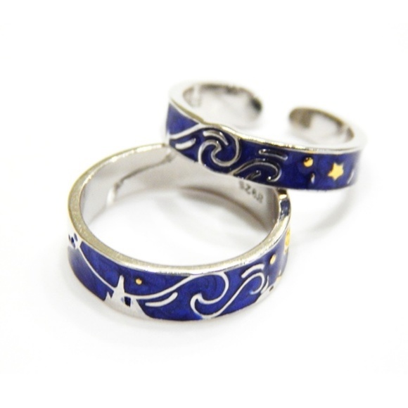 Van Gogh Starry Night Rings (2) - Picture 3 of 6